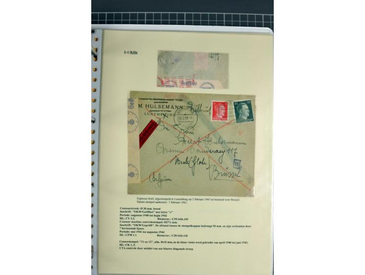 1940/1944, interessante Ausstellungs-Sammlung der Zensur-Dienststelle KÖLN mit fast 90 Briefen und Karten, dabei viele versch
