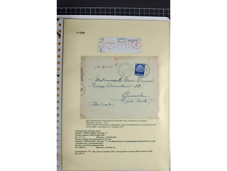 1940/1944, interessante Ausstellungs-Sammlung der Zensur-Dienststelle KÖLN mit fast 90 Briefen und Karten, dabei viele versch