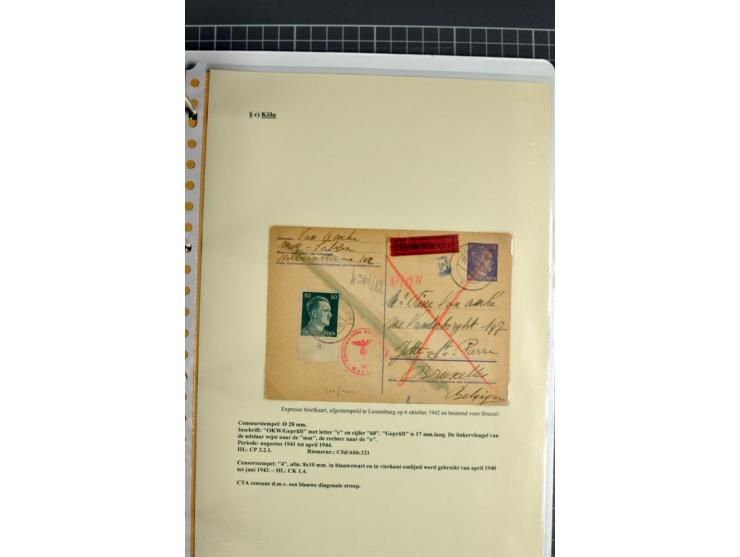 1940/1944, interessante Ausstellungs-Sammlung der Zensur-Dienststelle KÖLN mit fast 90 Briefen und Karten, dabei viele versch