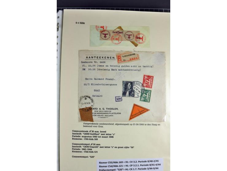1940/1944, interessante Ausstellungs-Sammlung der Zensur-Dienststelle KÖLN mit fast 90 Briefen und Karten, dabei viele versch