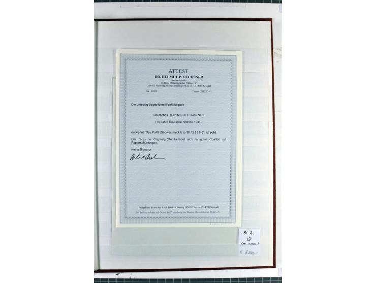 1930/1948, hochwertige Blockpartie mit Deutsches Reich Block 1 ungebraucht, Block 2 ungebraucht und gestempelt (Fotoattest Oe