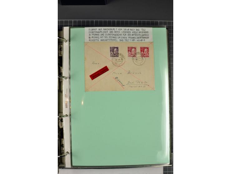 1828/1995, sehr umfangreiche Ausstellungs-Sammlung "Die Eilboten-Post" ab Vorphila in 11 Alben mit einigen hundert Briefen, K