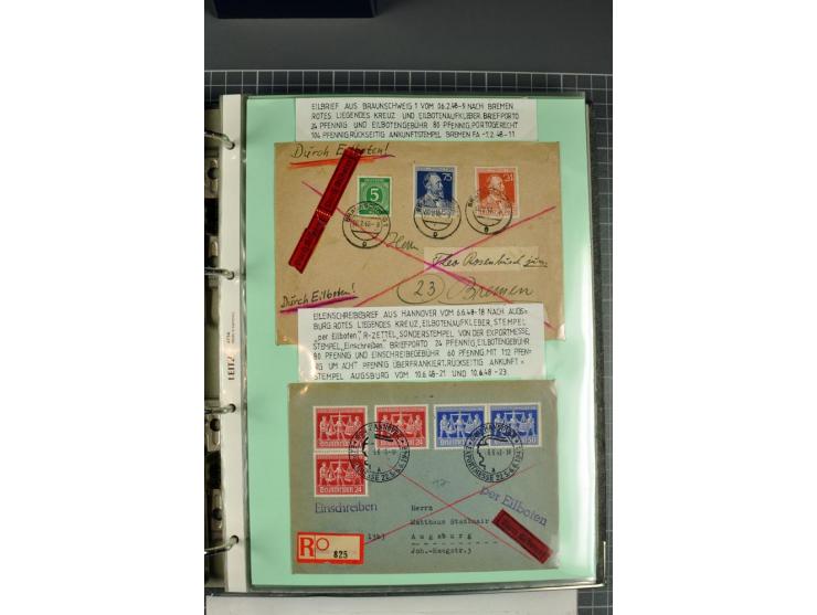 1828/1995, sehr umfangreiche Ausstellungs-Sammlung "Die Eilboten-Post" ab Vorphila in 11 Alben mit einigen hundert Briefen, K