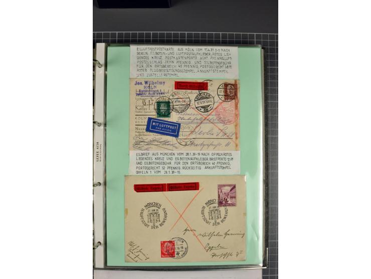 1828/1995, sehr umfangreiche Ausstellungs-Sammlung "Die Eilboten-Post" ab Vorphila in 11 Alben mit einigen hundert Briefen, K