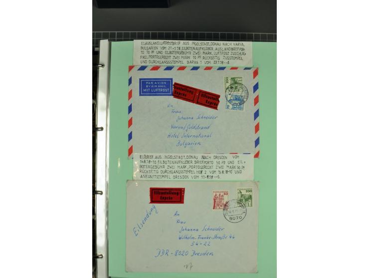 1828/1995, sehr umfangreiche Ausstellungs-Sammlung "Die Eilboten-Post" ab Vorphila in 11 Alben mit einigen hundert Briefen, K