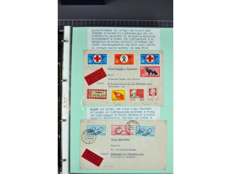 1828/1995, sehr umfangreiche Ausstellungs-Sammlung "Die Eilboten-Post" ab Vorphila in 11 Alben mit einigen hundert Briefen, K