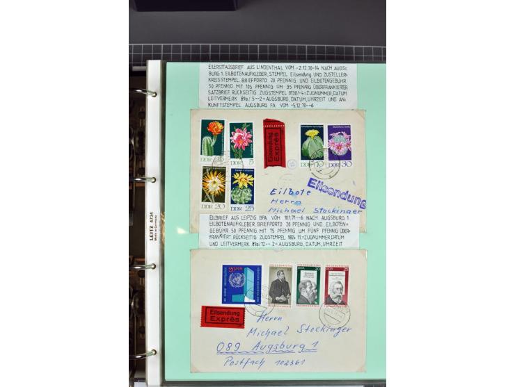 1828/1995, sehr umfangreiche Ausstellungs-Sammlung "Die Eilboten-Post" ab Vorphila in 11 Alben mit einigen hundert Briefen, K