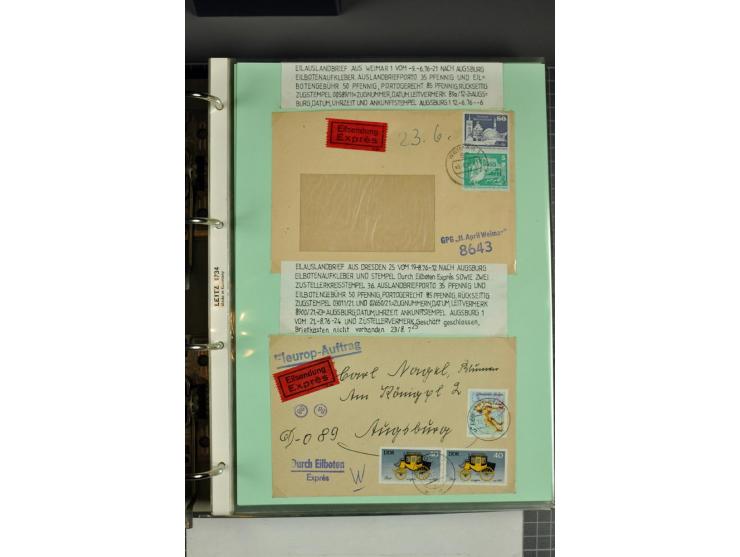 1828/1995, sehr umfangreiche Ausstellungs-Sammlung "Die Eilboten-Post" ab Vorphila in 11 Alben mit einigen hundert Briefen, K