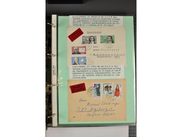 1828/1995, sehr umfangreiche Ausstellungs-Sammlung "Die Eilboten-Post" ab Vorphila in 11 Alben mit einigen hundert Briefen, K