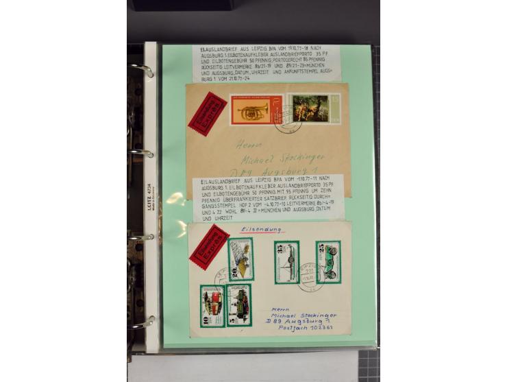 1828/1995, sehr umfangreiche Ausstellungs-Sammlung "Die Eilboten-Post" ab Vorphila in 11 Alben mit einigen hundert Briefen, K