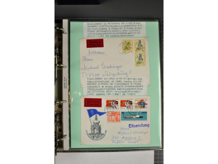 1828/1995, sehr umfangreiche Ausstellungs-Sammlung "Die Eilboten-Post" ab Vorphila in 11 Alben mit einigen hundert Briefen, K