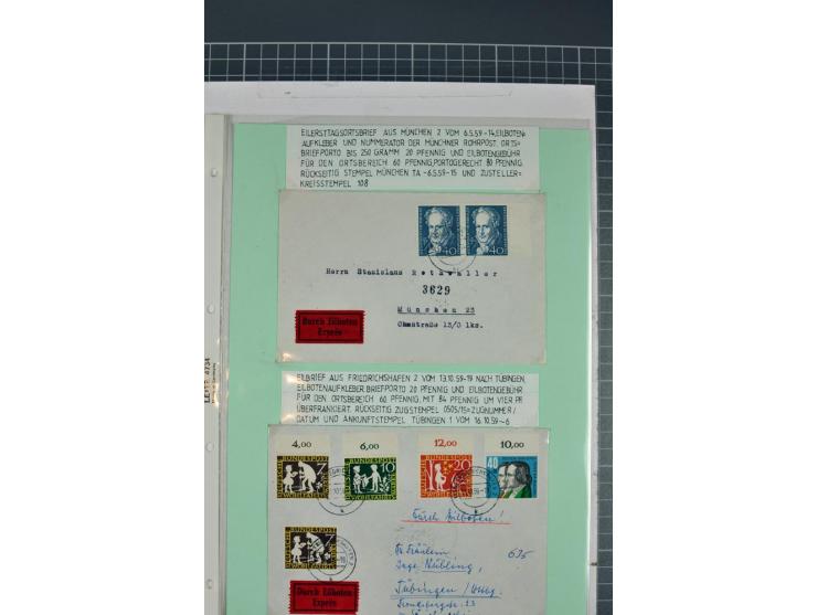 1828/1995, sehr umfangreiche Ausstellungs-Sammlung "Die Eilboten-Post" ab Vorphila in 11 Alben mit einigen hundert Briefen, K