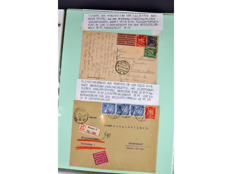 1828/1995, sehr umfangreiche Ausstellungs-Sammlung "Die Eilboten-Post" ab Vorphila in 11 Alben mit einigen hundert Briefen, K