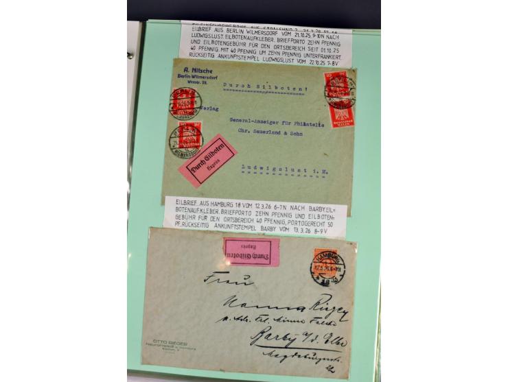 1828/1995, sehr umfangreiche Ausstellungs-Sammlung "Die Eilboten-Post" ab Vorphila in 11 Alben mit einigen hundert Briefen, K