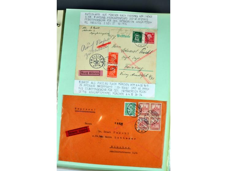 1828/1995, sehr umfangreiche Ausstellungs-Sammlung "Die Eilboten-Post" ab Vorphila in 11 Alben mit einigen hundert Briefen, K