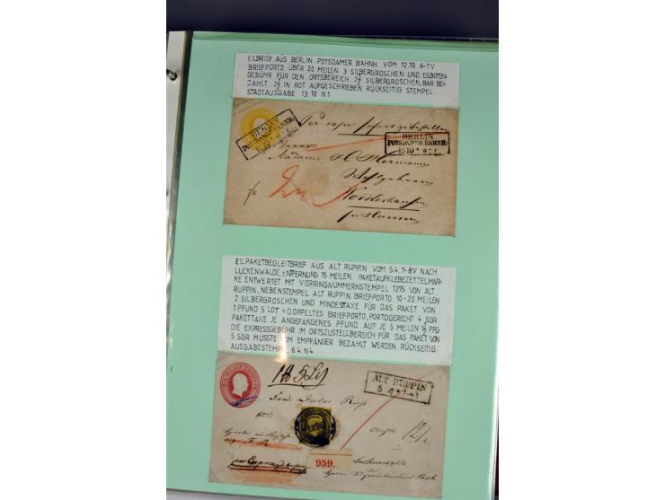 1828/1995, sehr umfangreiche Ausstellungs-Sammlung "Die Eilboten-Post" ab Vorphila in 11 Alben mit einigen hundert Briefen, K