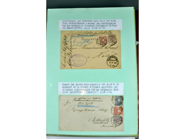 1828/1995, sehr umfangreiche Ausstellungs-Sammlung "Die Eilboten-Post" ab Vorphila in 11 Alben mit einigen hundert Briefen, K