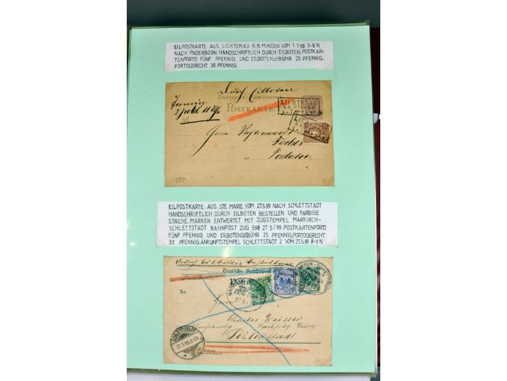 1828/1995, sehr umfangreiche Ausstellungs-Sammlung "Die Eilboten-Post" ab Vorphila in 11 Alben mit einigen hundert Briefen, K