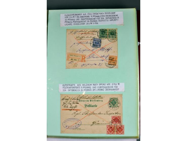 1828/1995, sehr umfangreiche Ausstellungs-Sammlung "Die Eilboten-Post" ab Vorphila in 11 Alben mit einigen hundert Briefen, K