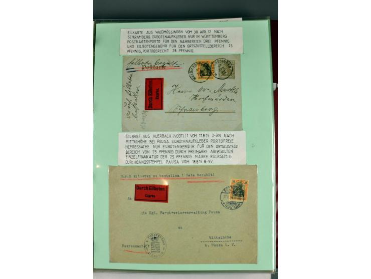 1828/1995, sehr umfangreiche Ausstellungs-Sammlung "Die Eilboten-Post" ab Vorphila in 11 Alben mit einigen hundert Briefen, K