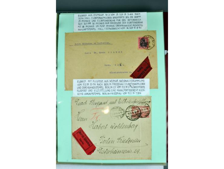 1828/1995, sehr umfangreiche Ausstellungs-Sammlung "Die Eilboten-Post" ab Vorphila in 11 Alben mit einigen hundert Briefen, K
