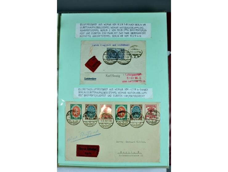 1828/1995, sehr umfangreiche Ausstellungs-Sammlung "Die Eilboten-Post" ab Vorphila in 11 Alben mit einigen hundert Briefen, K