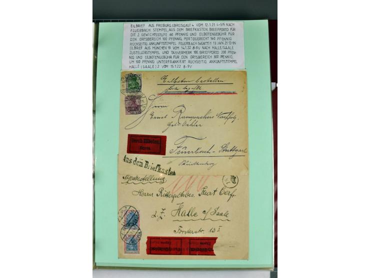 1828/1995, sehr umfangreiche Ausstellungs-Sammlung "Die Eilboten-Post" ab Vorphila in 11 Alben mit einigen hundert Briefen, K