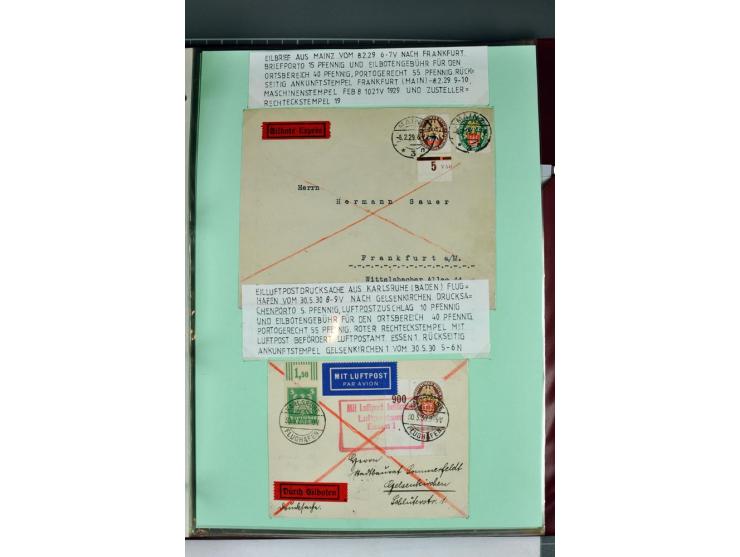 1828/1995, sehr umfangreiche Ausstellungs-Sammlung "Die Eilboten-Post" ab Vorphila in 11 Alben mit einigen hundert Briefen, K