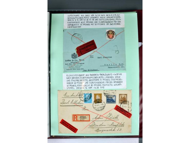 1828/1995, sehr umfangreiche Ausstellungs-Sammlung "Die Eilboten-Post" ab Vorphila in 11 Alben mit einigen hundert Briefen, K