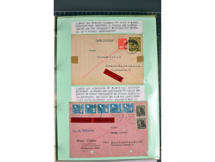 1828/1995, sehr umfangreiche Ausstellungs-Sammlung "Die Eilboten-Post" ab Vorphila in 11 Alben mit einigen hundert Briefen, K