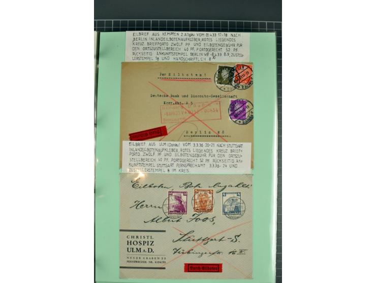1828/1995, sehr umfangreiche Ausstellungs-Sammlung "Die Eilboten-Post" ab Vorphila in 11 Alben mit einigen hundert Briefen, K