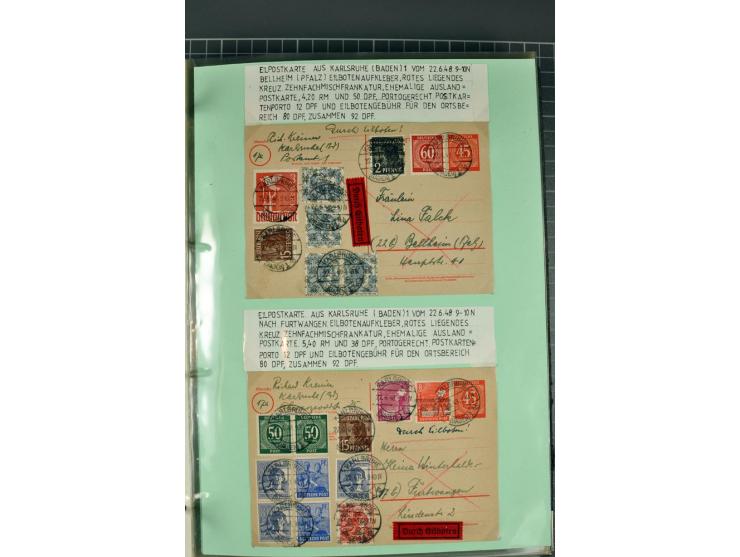 1828/1995, sehr umfangreiche Ausstellungs-Sammlung "Die Eilboten-Post" ab Vorphila in 11 Alben mit einigen hundert Briefen, K