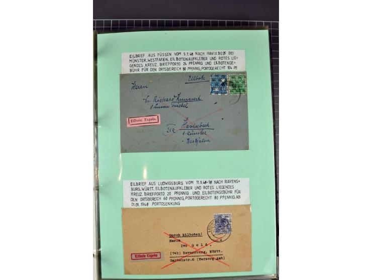 1828/1995, sehr umfangreiche Ausstellungs-Sammlung "Die Eilboten-Post" ab Vorphila in 11 Alben mit einigen hundert Briefen, K