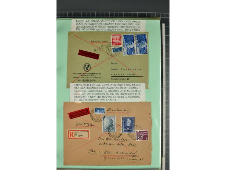 1828/1995, sehr umfangreiche Ausstellungs-Sammlung "Die Eilboten-Post" ab Vorphila in 11 Alben mit einigen hundert Briefen, K