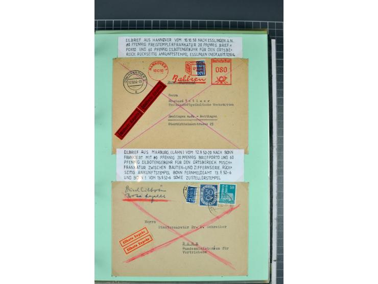 1828/1995, sehr umfangreiche Ausstellungs-Sammlung "Die Eilboten-Post" ab Vorphila in 11 Alben mit einigen hundert Briefen, K