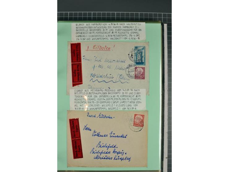 1828/1995, sehr umfangreiche Ausstellungs-Sammlung "Die Eilboten-Post" ab Vorphila in 11 Alben mit einigen hundert Briefen, K