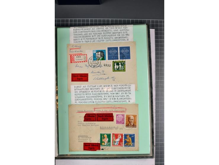 1828/1995, sehr umfangreiche Ausstellungs-Sammlung "Die Eilboten-Post" ab Vorphila in 11 Alben mit einigen hundert Briefen, K