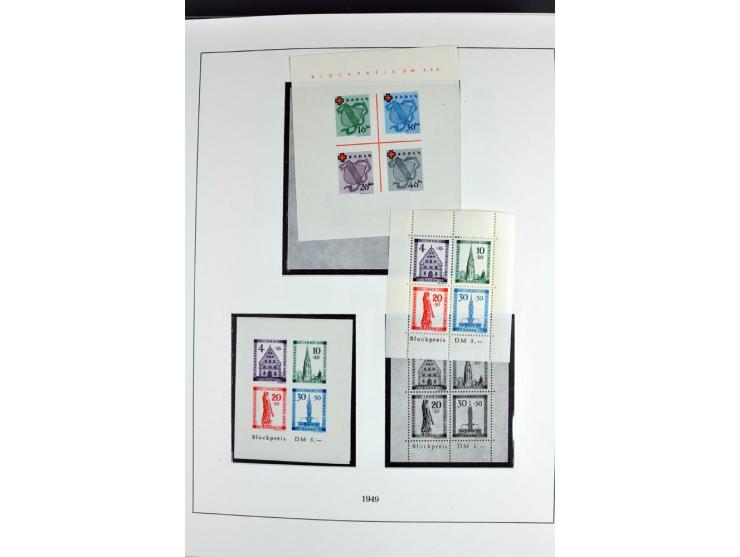 1945/70, vorwiegend postfrische Sammlung mit guten Sammlungen ab SBZ mit u.a. Mi.-Nr. 41 und Block 1x, 2t, 4, 5X/Y postfrisch
