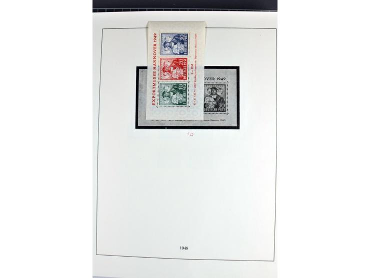 1945/70, vorwiegend postfrische Sammlung mit guten Sammlungen ab SBZ mit u.a. Mi.-Nr. 41 und Block 1x, 2t, 4, 5X/Y postfrisch