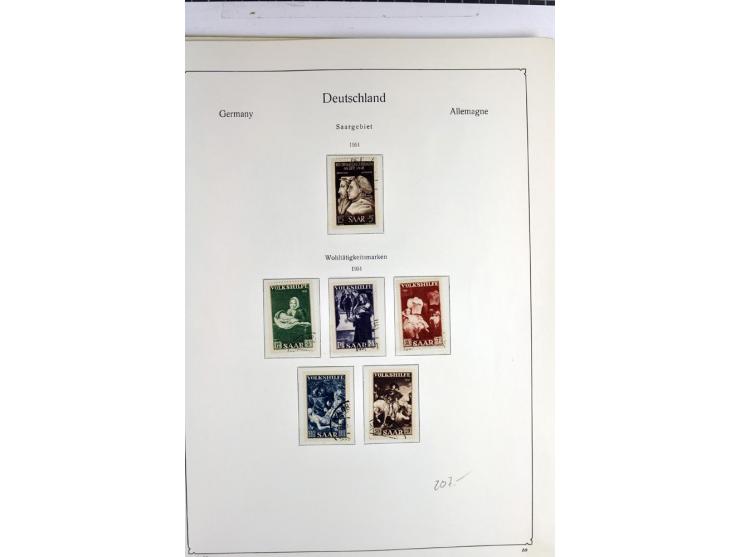 1945/1959, gestempelte Sammlung mit allen Gebieten inkl. Saar mit vielen kpl. und besseren Ausgaben, dabei u.a. SBZ  Block 1 