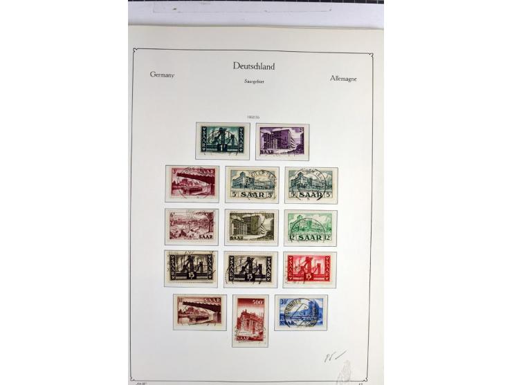 1945/1959, gestempelte Sammlung mit allen Gebieten inkl. Saar mit vielen kpl. und besseren Ausgaben, dabei u.a. SBZ  Block 1 