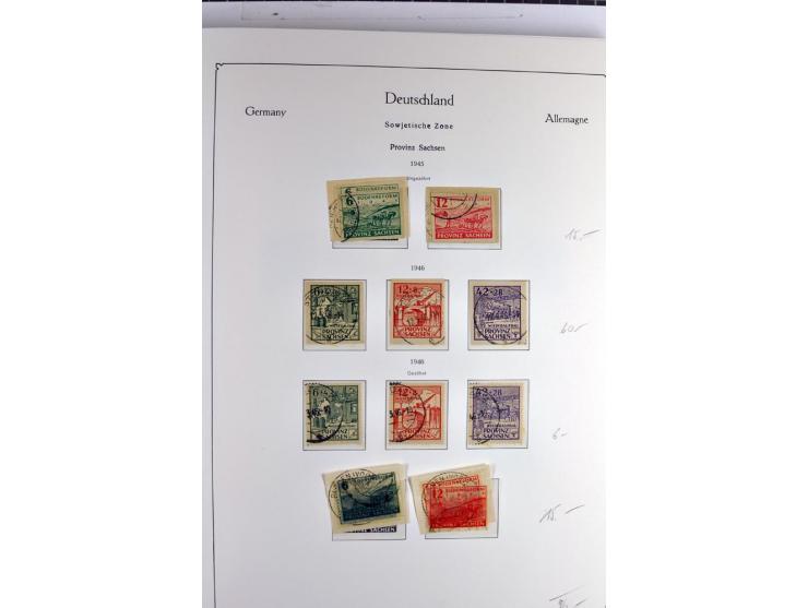 1945/1959, gestempelte Sammlung mit allen Gebieten inkl. Saar mit vielen kpl. und besseren Ausgaben, dabei u.a. SBZ  Block 1 