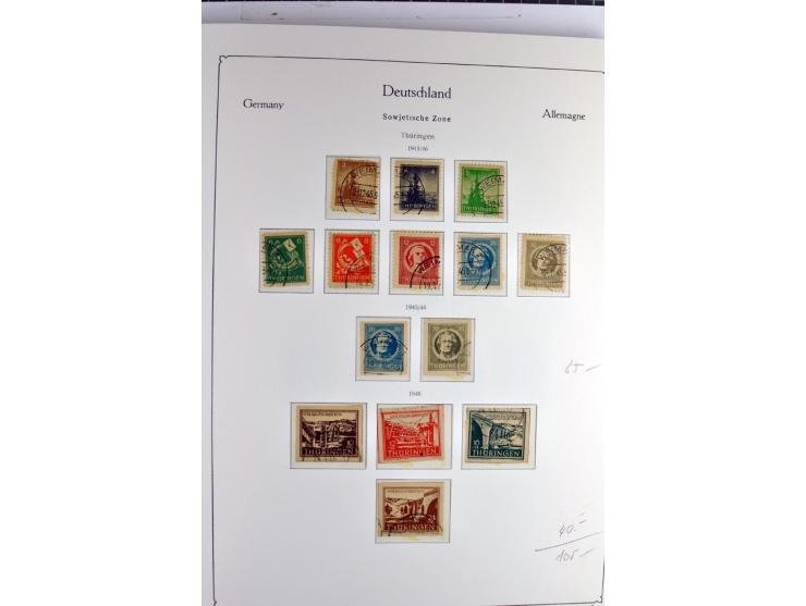 1945/1959, gestempelte Sammlung mit allen Gebieten inkl. Saar mit vielen kpl. und besseren Ausgaben, dabei u.a. SBZ  Block 1 