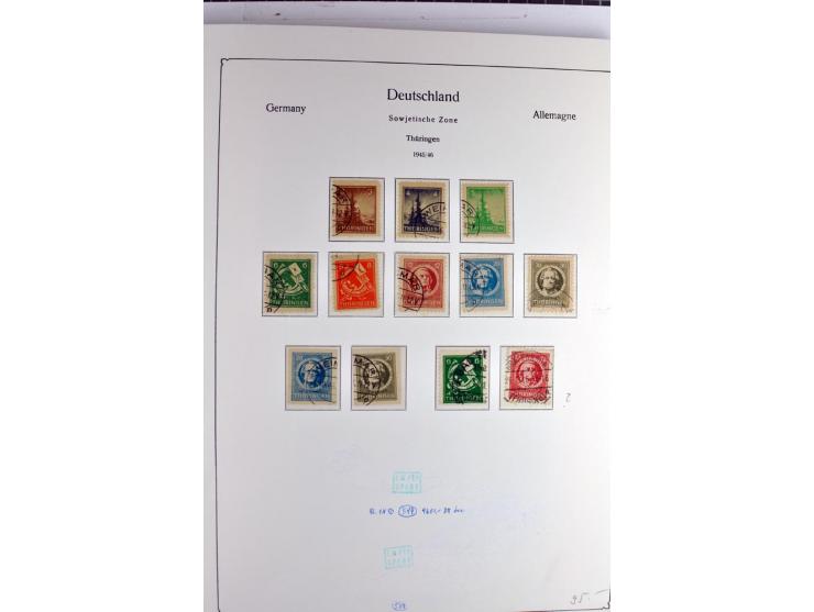 1945/1959, gestempelte Sammlung mit allen Gebieten inkl. Saar mit vielen kpl. und besseren Ausgaben, dabei u.a. SBZ  Block 1 