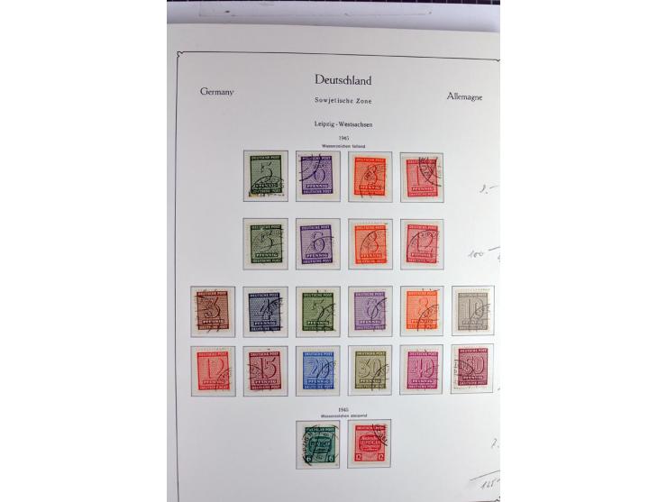1945/1959, gestempelte Sammlung mit allen Gebieten inkl. Saar mit vielen kpl. und besseren Ausgaben, dabei u.a. SBZ  Block 1 