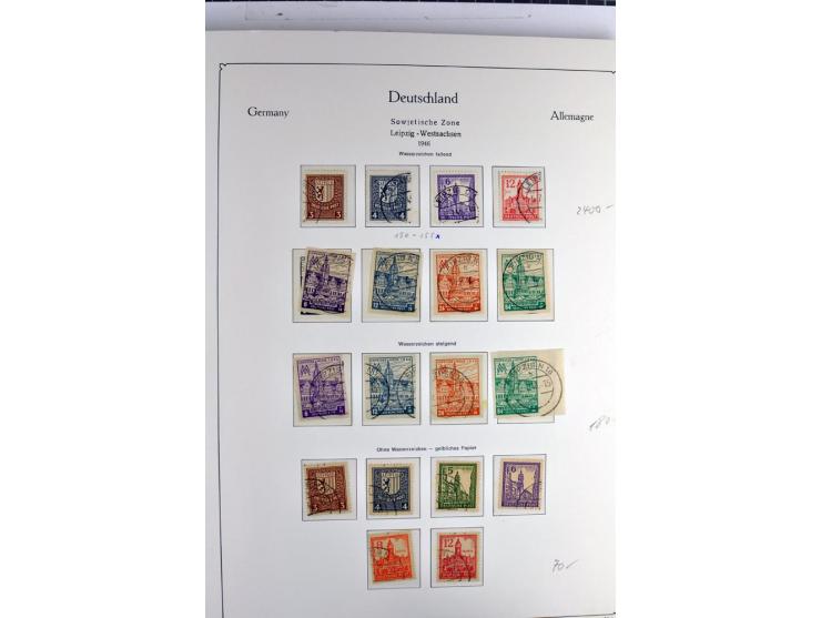 1945/1959, gestempelte Sammlung mit allen Gebieten inkl. Saar mit vielen kpl. und besseren Ausgaben, dabei u.a. SBZ  Block 1 