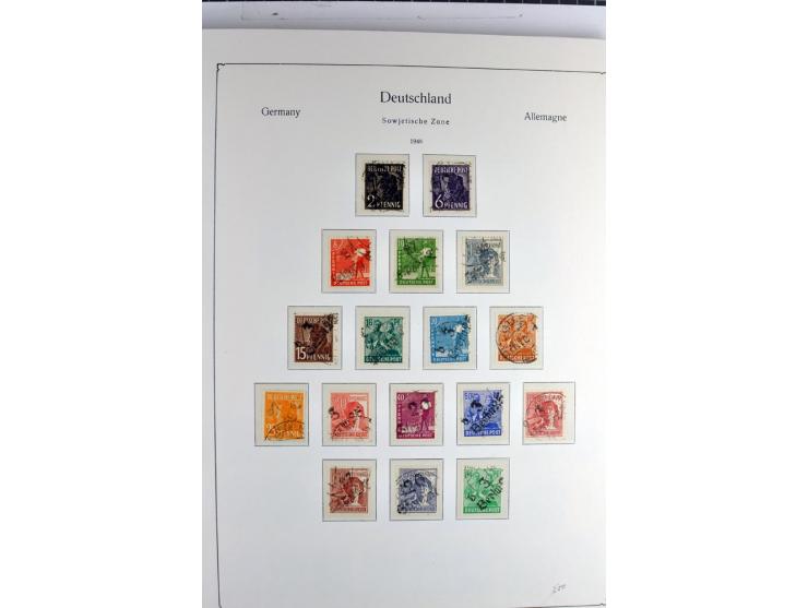 1945/1959, gestempelte Sammlung mit allen Gebieten inkl. Saar mit vielen kpl. und besseren Ausgaben, dabei u.a. SBZ  Block 1 
