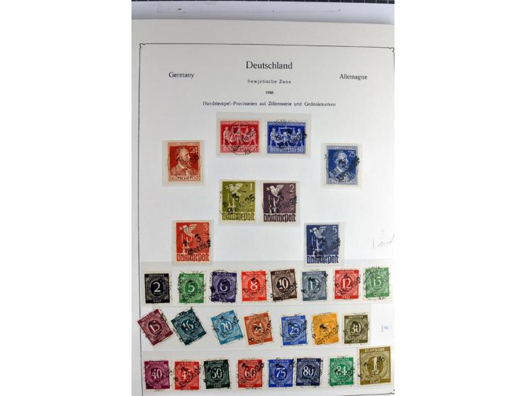1945/1959, gestempelte Sammlung mit allen Gebieten inkl. Saar mit vielen kpl. und besseren Ausgaben, dabei u.a. SBZ  Block 1 