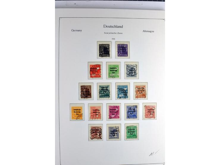 1945/1959, gestempelte Sammlung mit allen Gebieten inkl. Saar mit vielen kpl. und besseren Ausgaben, dabei u.a. SBZ  Block 1 