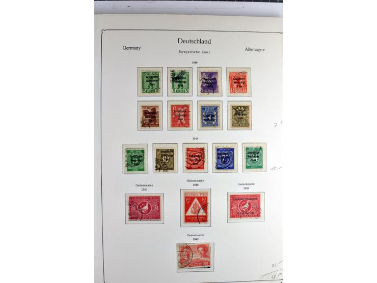1945/1959, gestempelte Sammlung mit allen Gebieten inkl. Saar mit vielen kpl. und besseren Ausgaben, dabei u.a. SBZ  Block 1 